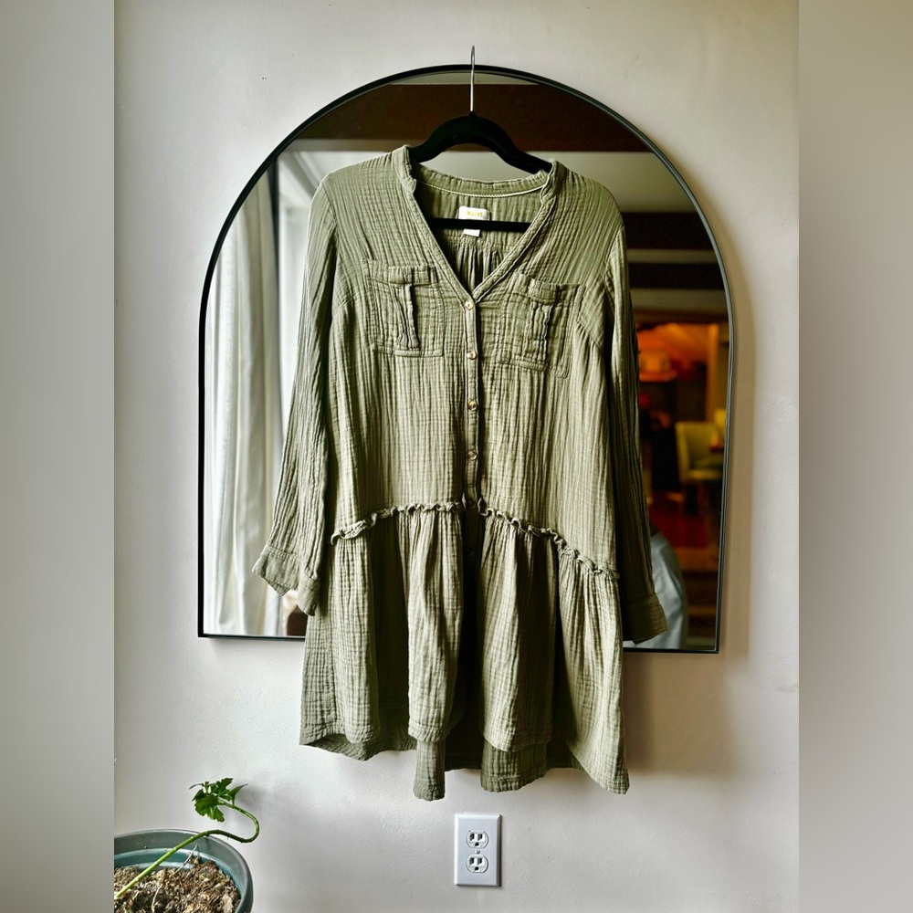 ANTHROPOLOGIE MAEVE | Katie textured utility tunic in moss | us size 6 - Picture 5 of 15